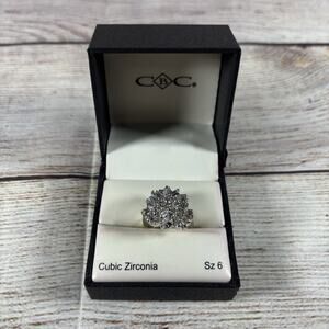 CBC Cubic Zirconia Brilliant Cut Fashion Ring Size 6 Floral Cluster Design